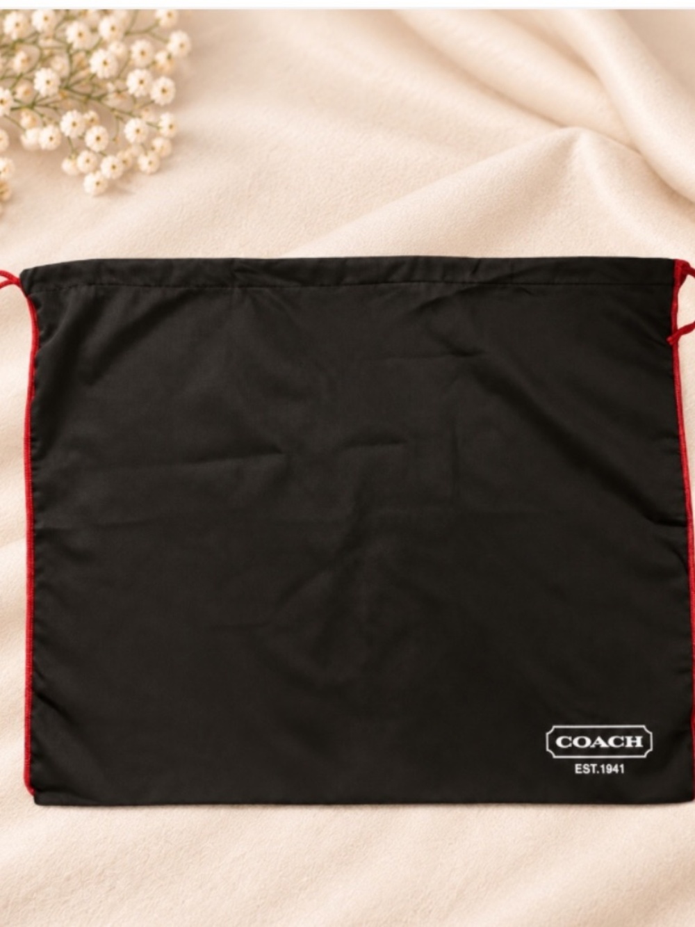 Coach Dark Brown Cotton Drawstring Dustbag for Handbag